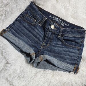 American Eagle Blue Jean Shorts Distressed Cut-Off Style